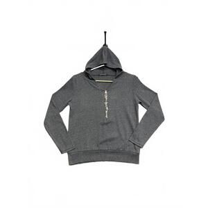 Hong Aier Dark Gray Hoodie with Unique Silver Four Zipper Charm Detail W Size S